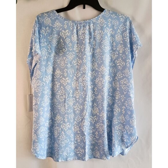 Nottibianche Sleep Top NWT Light Blue Floral Short Sleeve Size L Dillard’s - Picture 3 of 8